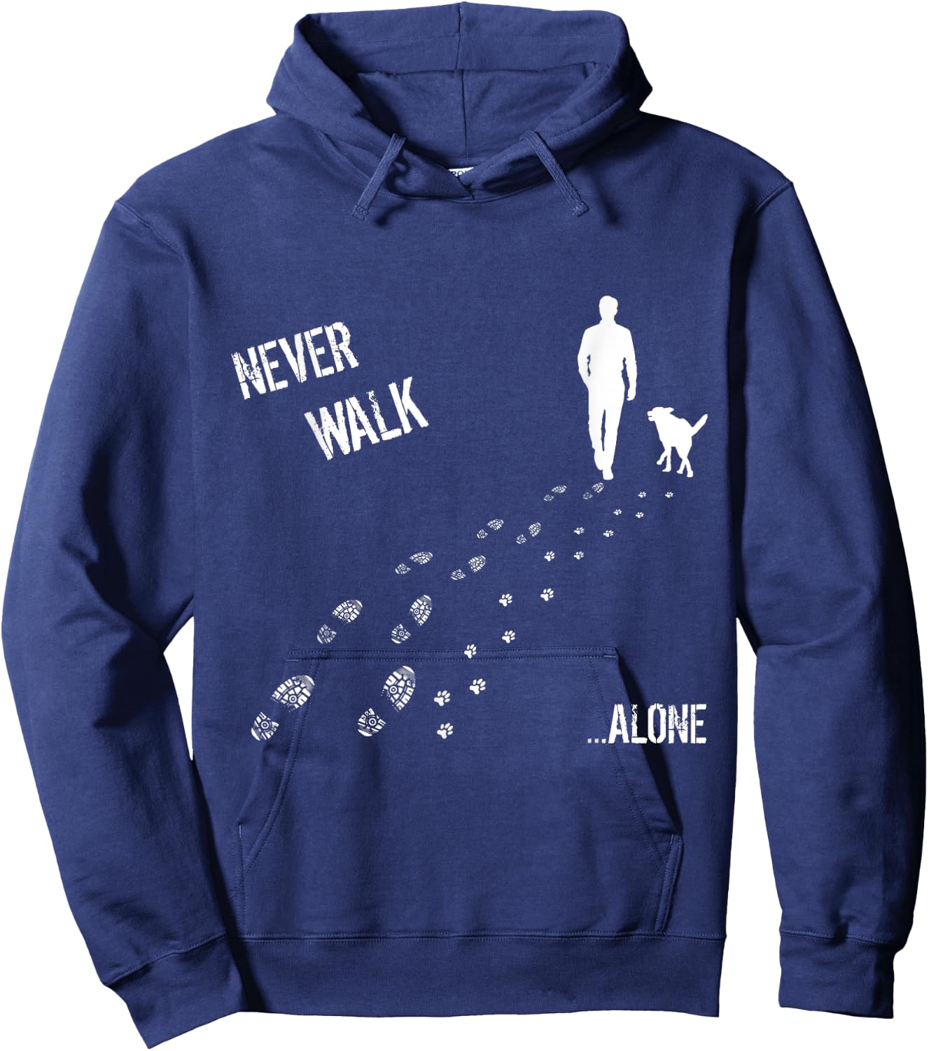 Cool dog's shirt, never walk alone man & dog gift Hoodie - Hoodie | Navy