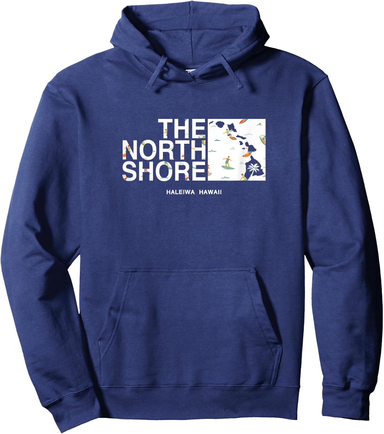 Hawaii Islands North Shore Haleiwa Surfer Hoodie - Hoodie | Navy