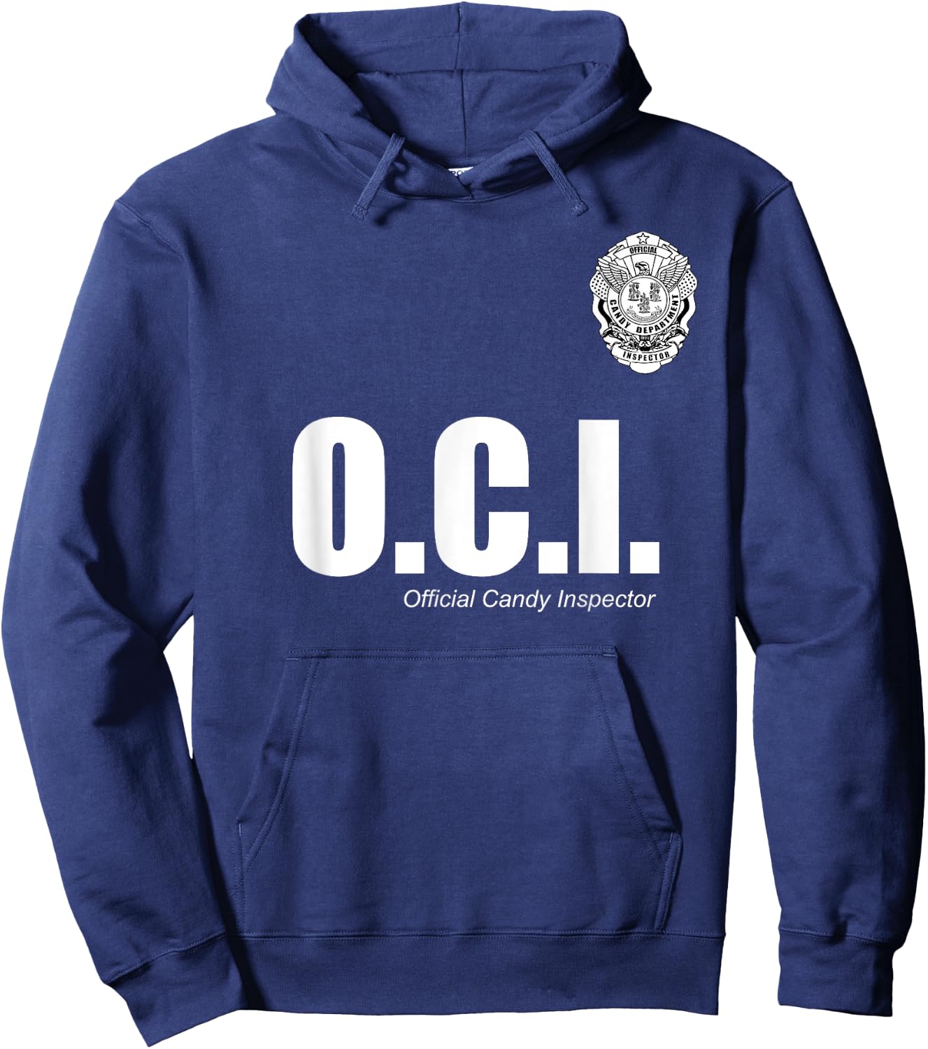 OFFICIAL CANDY INSPECTOR SHIRT | OCI Halloween T Shirt Hoodie - Hoodie | Navy