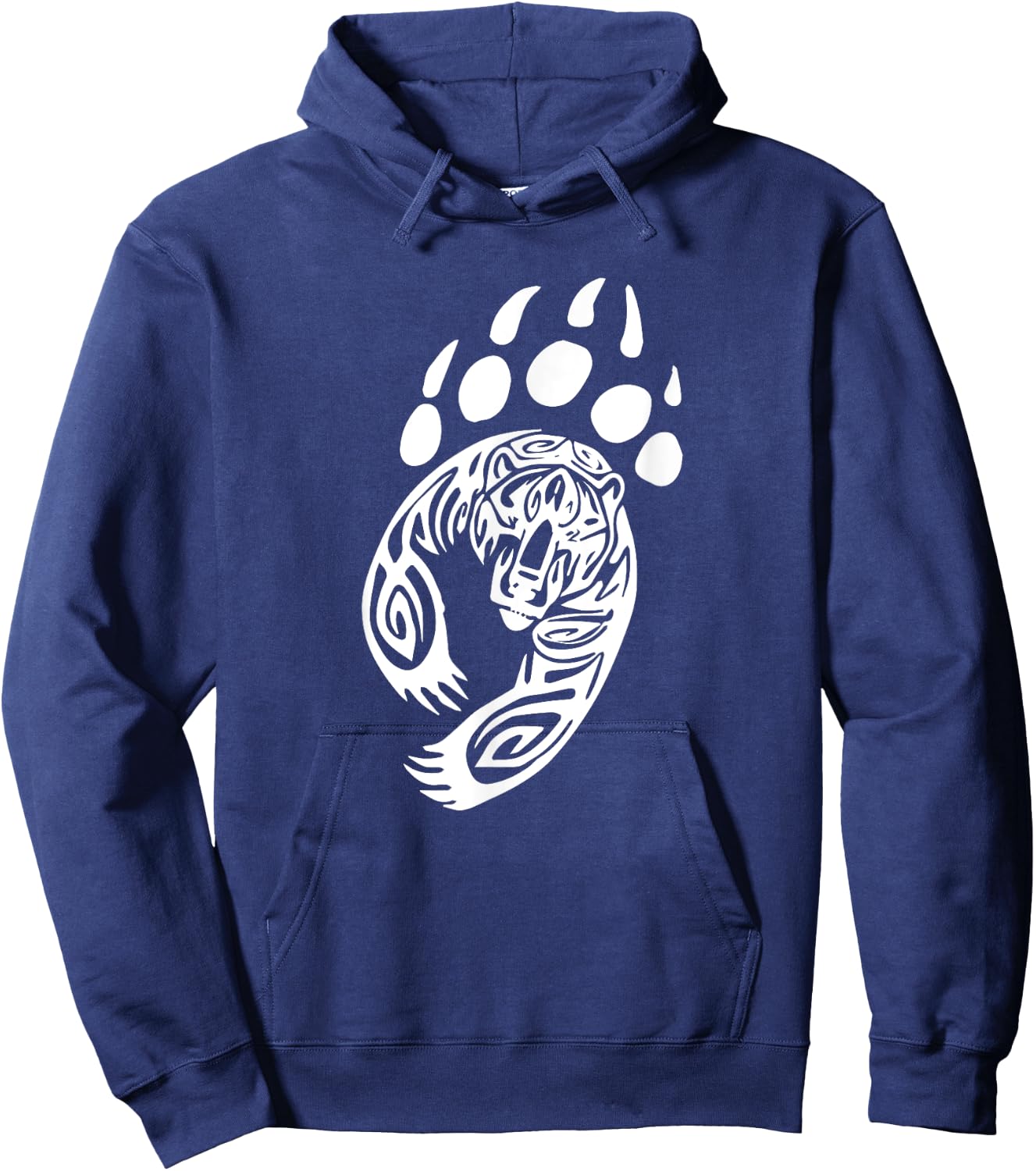 Bear Paw Tribal Grizzly Black Papa Momma Tattoo Style Art Hoodie - Hoodie | Navy