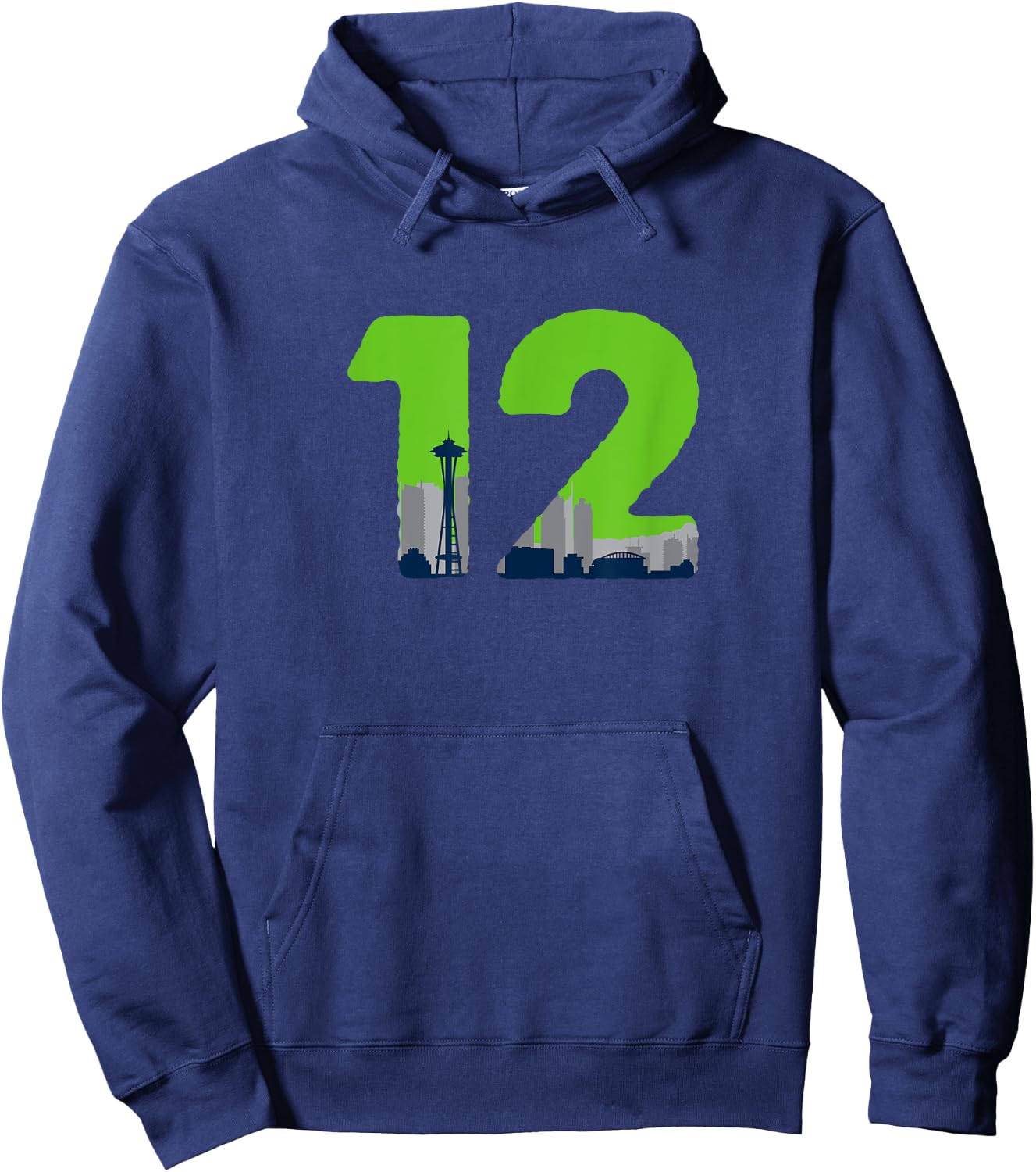 12 Seattle Sports Fan Skyline Hoodie - Hoodie | Navy