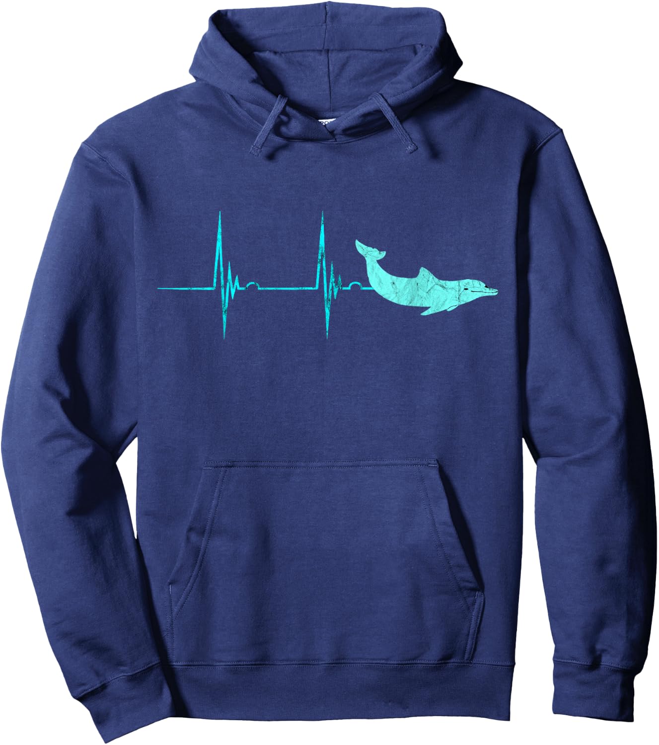 Bottlenose Dolphin Heartbeat Mammals EKG Pulse Ocean Hoodie - Hoodie | Navy