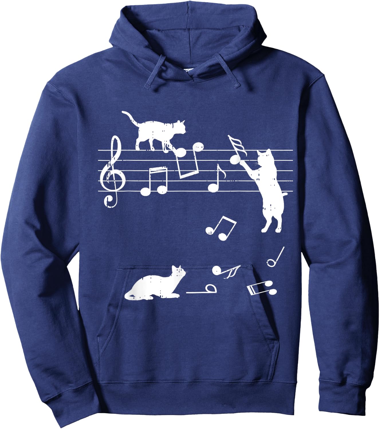 Cats Musical Notes Funny Music Lover Outfit Gift Hoodie - Hoodie | Navy