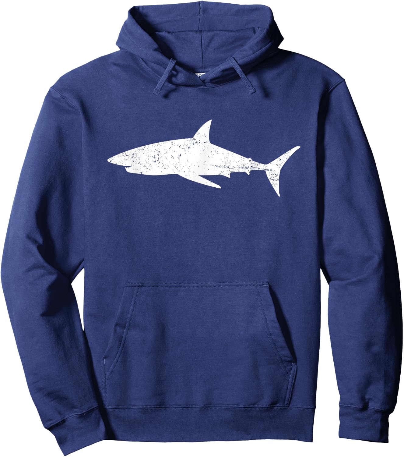 Vintage Distressed Style Mako Shark Hoodie - Hoodie | Navy