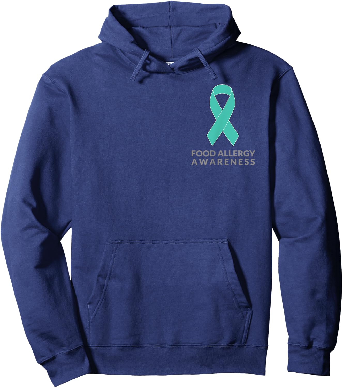 Teal Ribbon Minimalist Shirt Food Allergy Awareness Hoodie - Hoodie | Navy