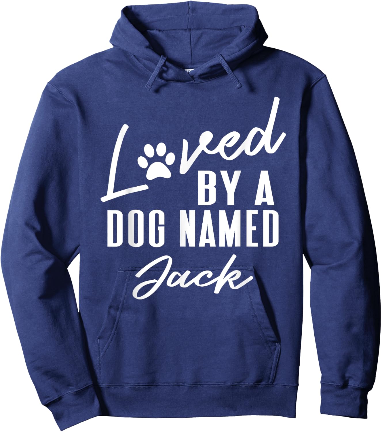 Personalized Dog Name Jack - Pet Lover Paw Print Hoodie - Hoodie | Navy