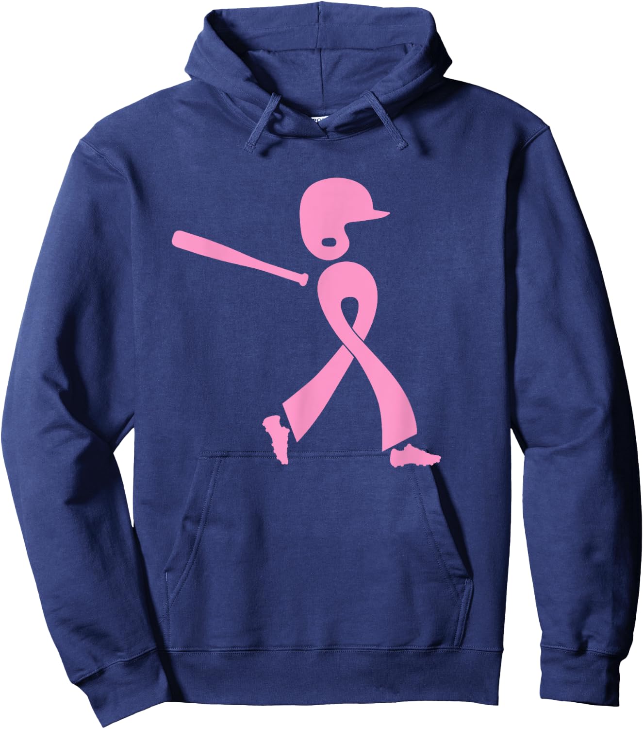 Strike Out Breast Cancer Awareness Pink Ribbon Baseball Hoodie - Hoodie | Navy