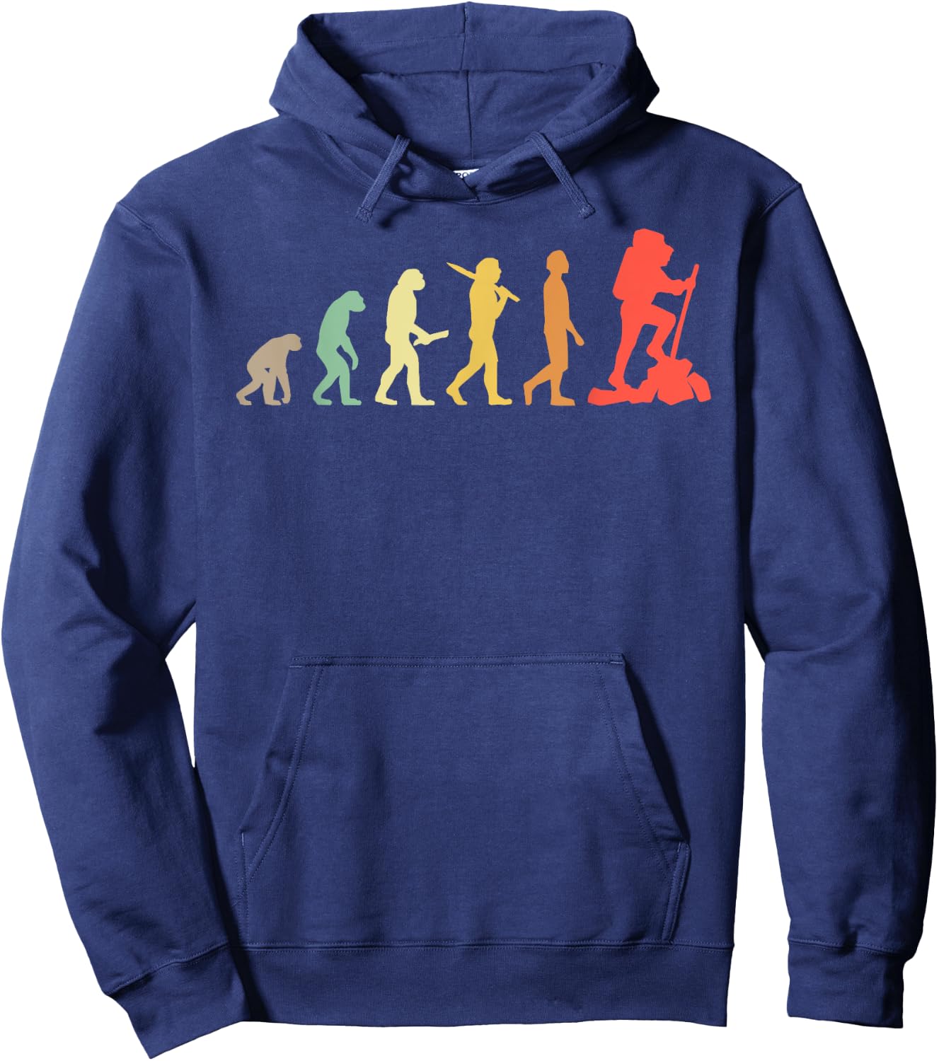 Retro Hiking Evolution Gift Hikers Hoodie - Hoodie | Navy