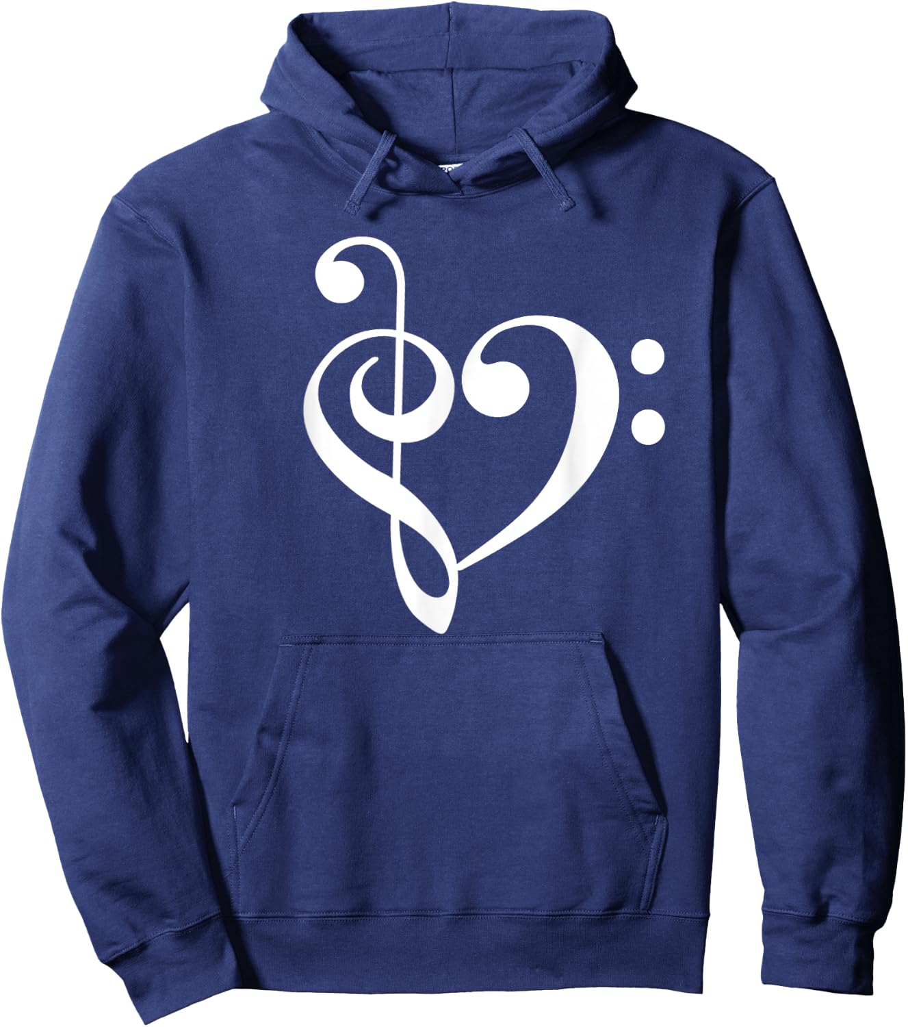 Treble Bass Clef Heart Music Love Orch Dork Band Nerd Hoodie - Hoodie | Navy