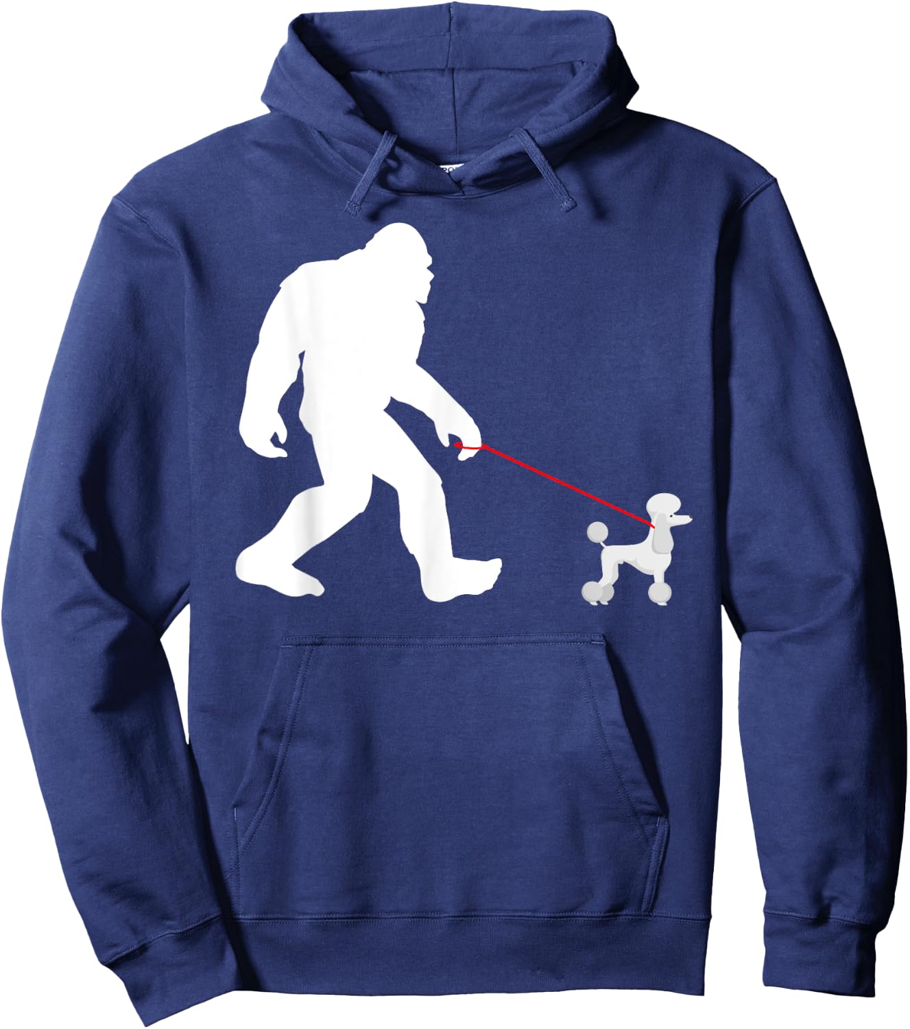 Bigfoot Walking Poodle Sasquatch with Poodle Dog Women Girls Kids Hoodie - Hoodie | Navy
