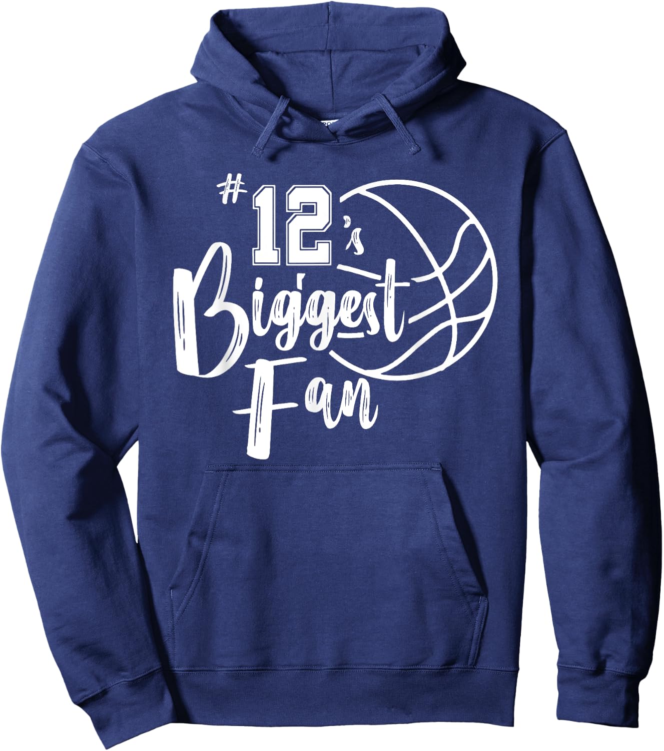 Number 12's Biggest Fan Shirt Basketball Player Mom Dad Hoodie - Hoodie | Navy