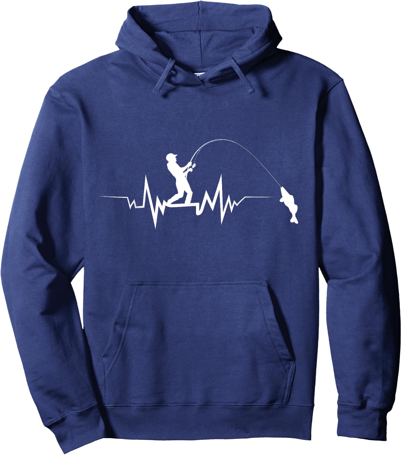Fishing Heartbeat Cool Beat Great Gift Fisherman Large Black Hoodie - Hoodie | Navy