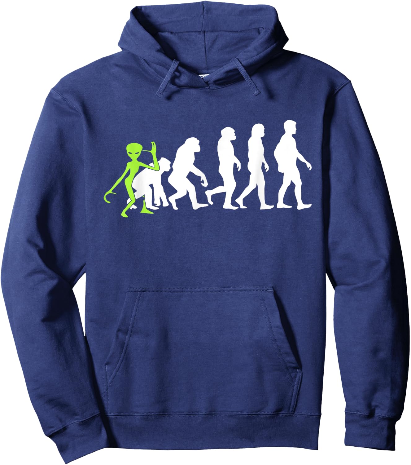ALIENATIONS: Human Evolution Alien Graphic Hoodie - Hoodie | Navy