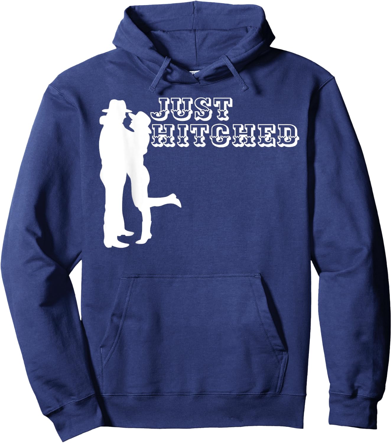 Just Hitched Cowboy Honeymoon Newly Wedded Matching Design Hoodie - Hoodie | Navy