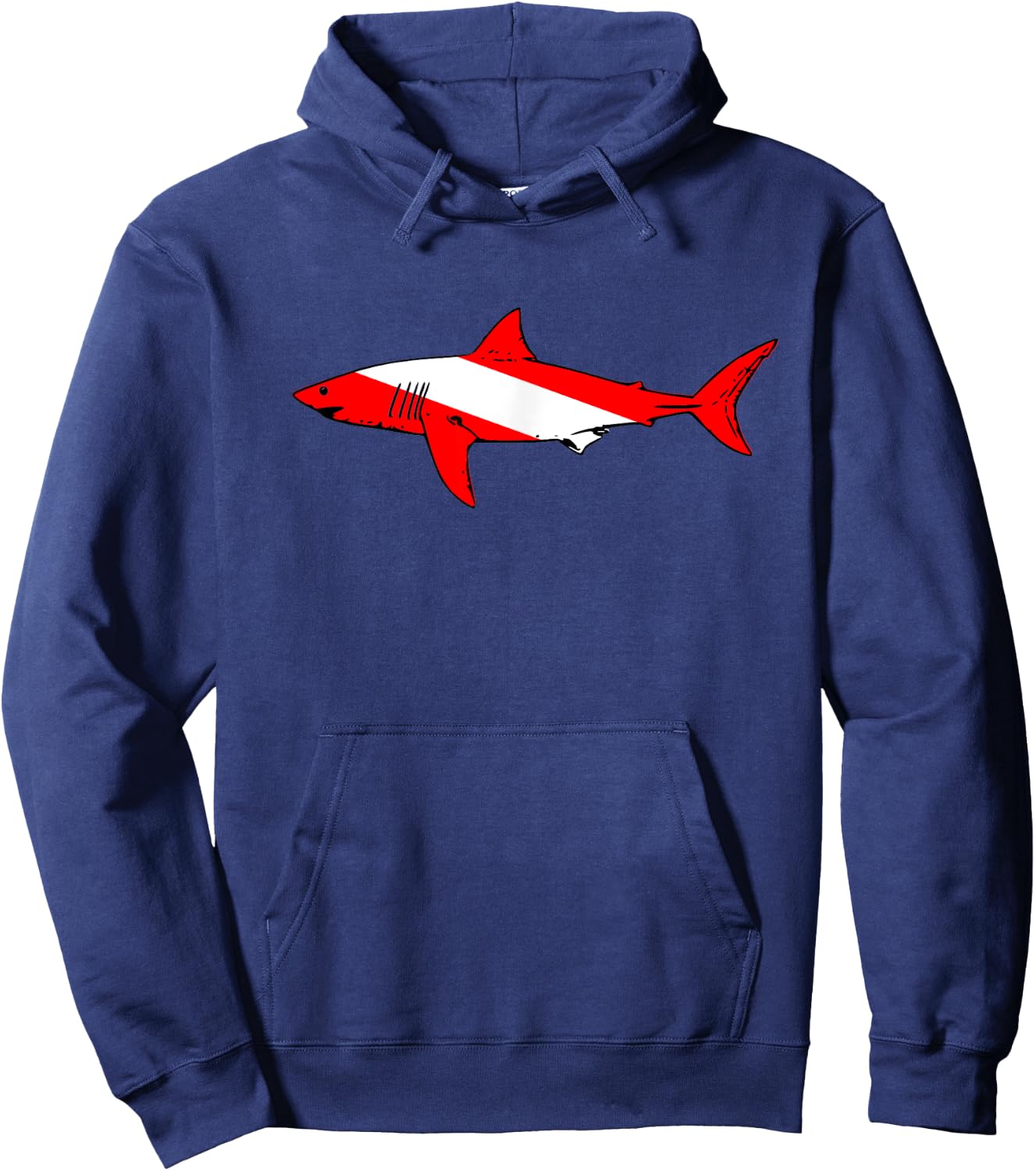 DIVE Shark Diver Down Flag Scuba Diving Graphic Hoodie - Hoodie | Navy