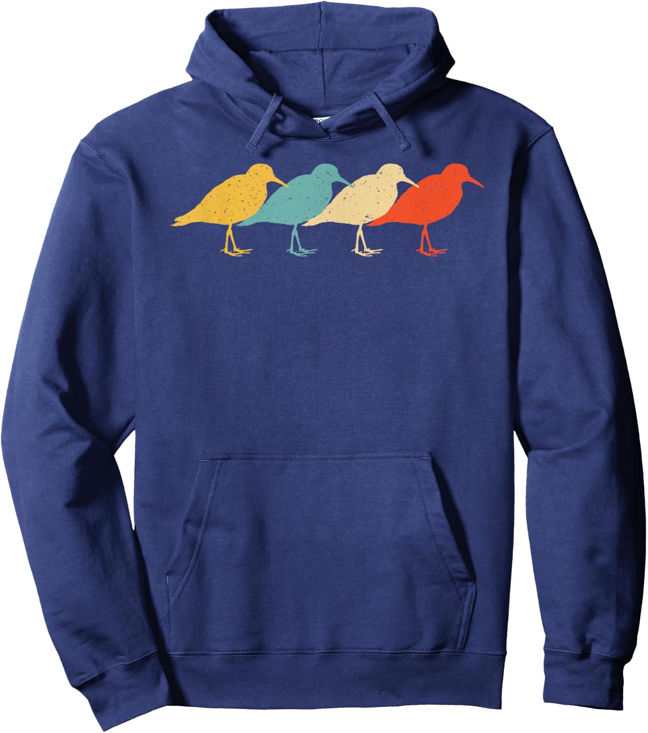 Dunlin Vintage Retro Sandpiper Bird Wader Lover 60s 70s Gift Hoodie - Hoodie | Navy