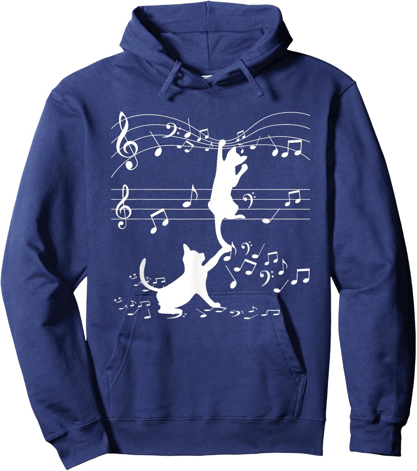Black Cats Playing With Music Note Cat Lover Design Women Hoodie - Hoodie | Navy