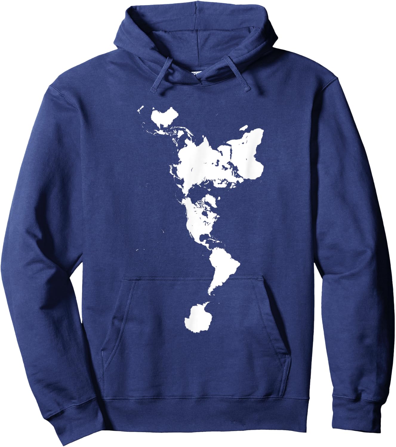 White Dymaxion World Map Alternative Projection Hoodie - Hoodie | Navy