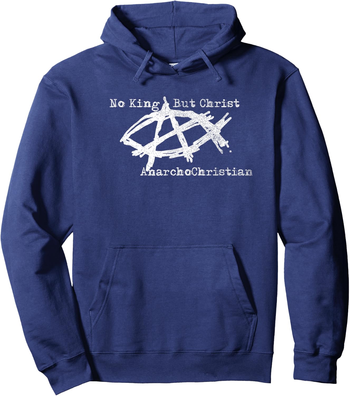 AnarchoChristian - No King But Christ - Anarchist Jesus Fish Hoodie - Hoodie | Navy