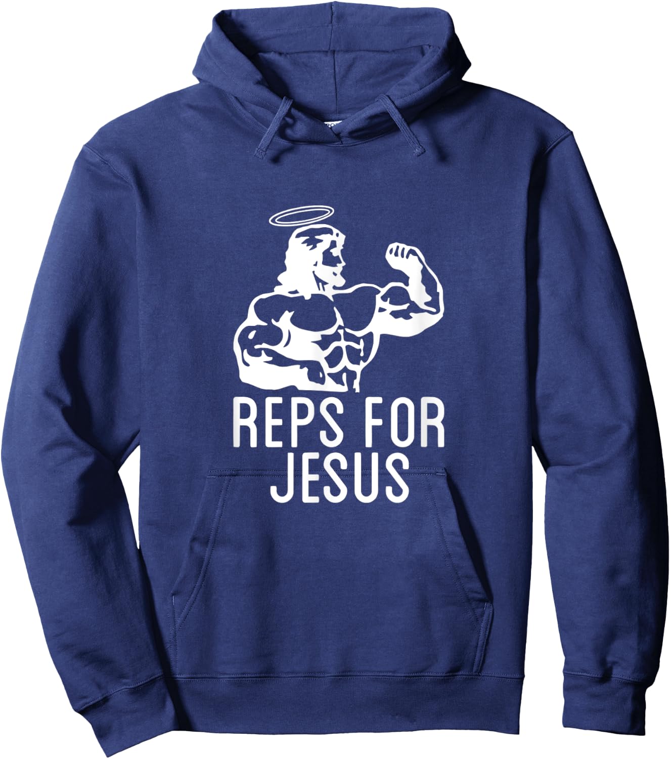 Reps For Jesus Muscular Swole Big Jesus Funny Lifting Shirt Hoodie - Hoodie | Navy