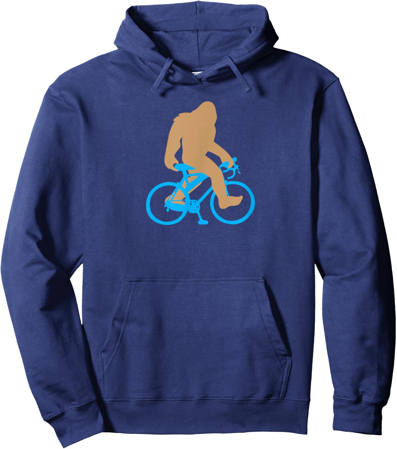 Bigfoot Riding Bicycle Shirt, Funny Cute Sasquatch Bike Gift Hoodie - Hoodie | Navy