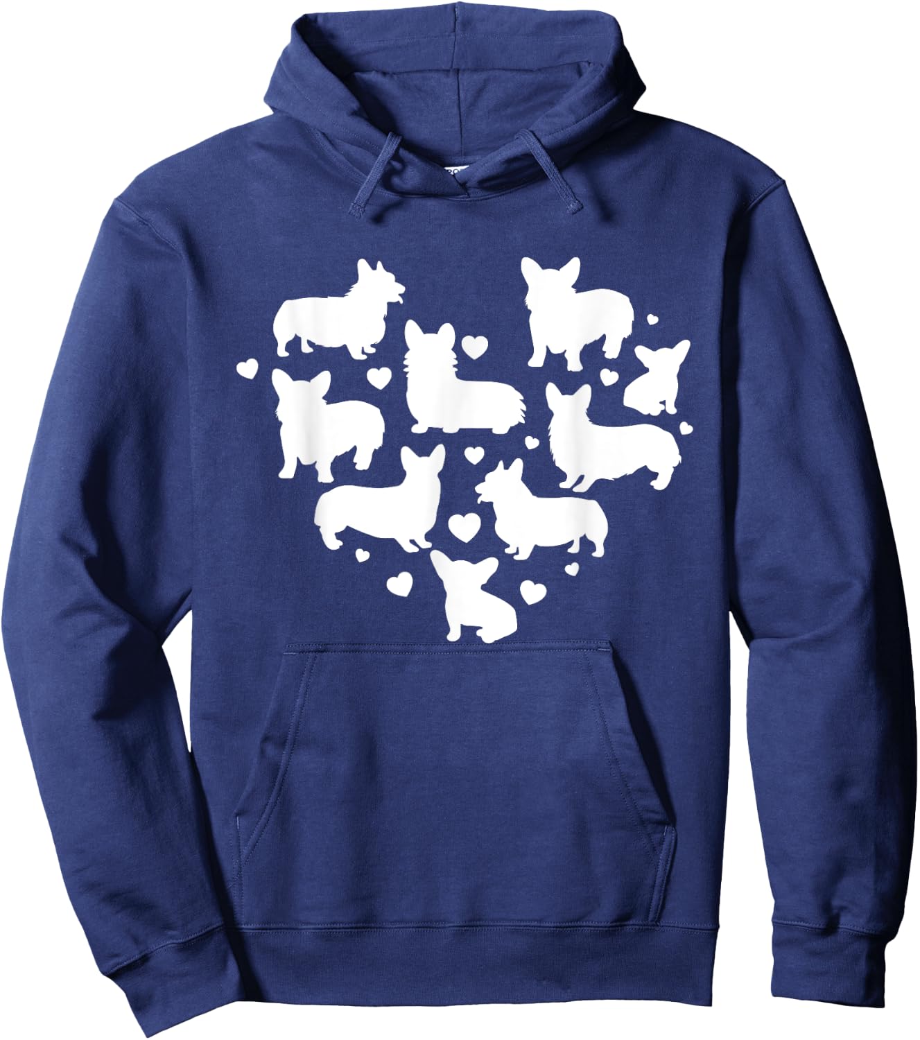 Corgi Valentines Day Shirt Cute Dog Heart Lover Mom Gift Women Hoodie - Hoodie | Navy