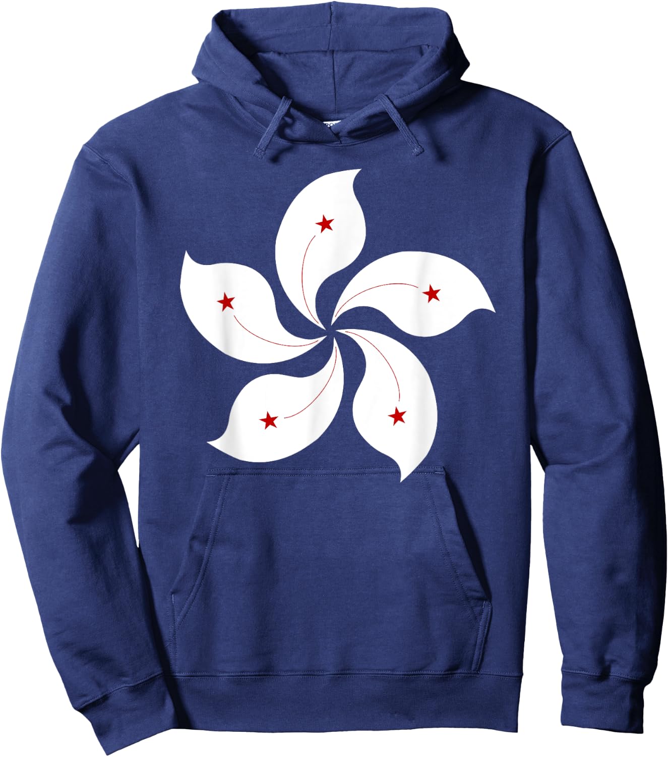 Hong Kong Flag Five Petal Orchid Flower Graphic Men Women Hoodie - Hoodie | Navy