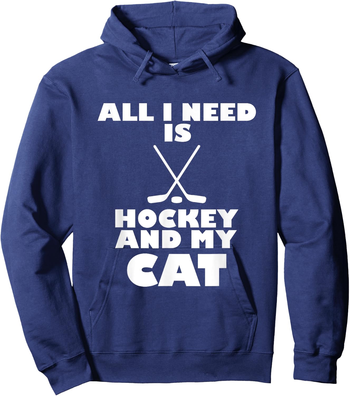 Funny All I Need Is Hockey And My Cat Hoodie - Hoodie | Navy