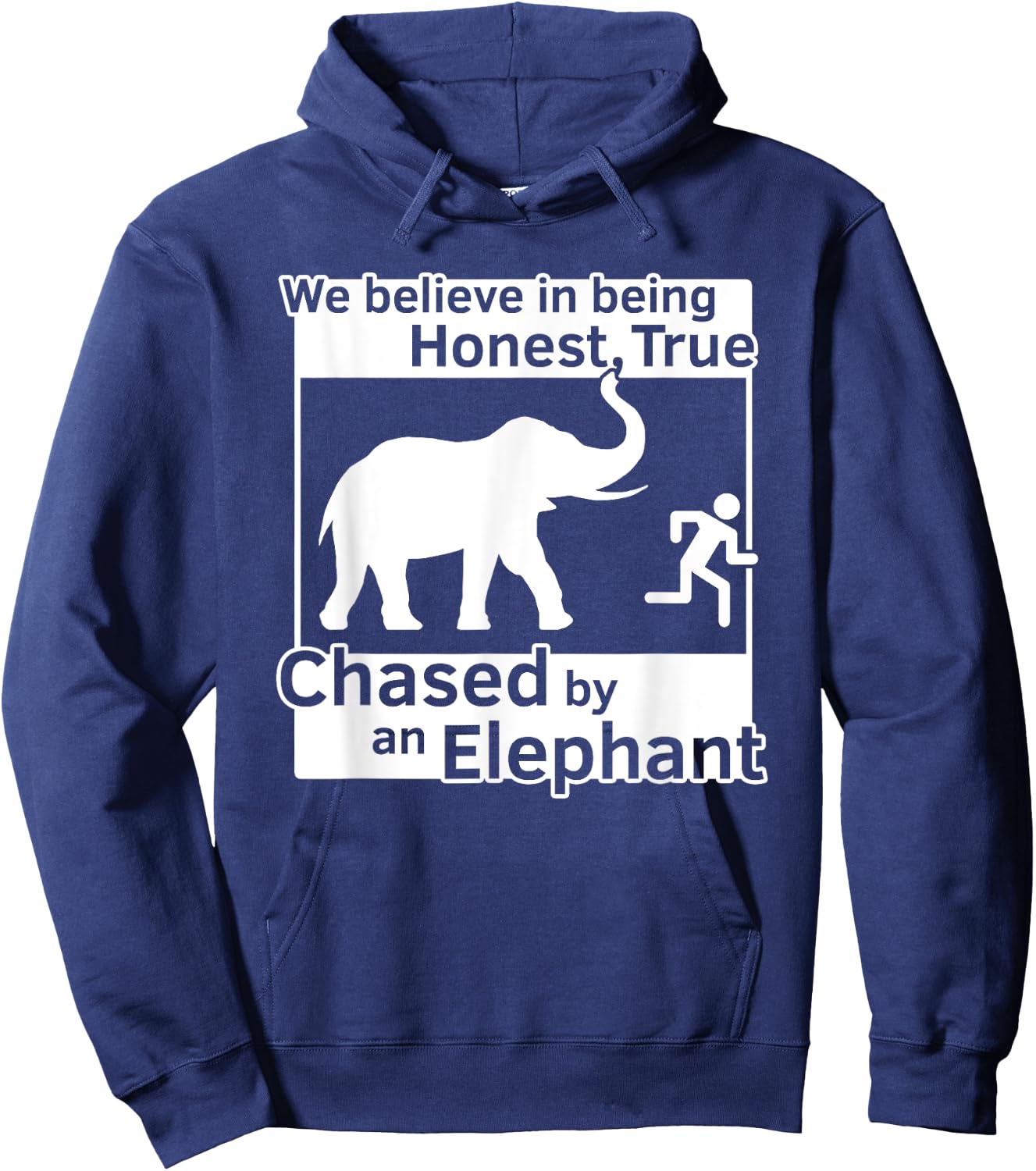 13th Article of Faith Funny LDS Chased By An Elephant Hoodie - Hoodie | Navy