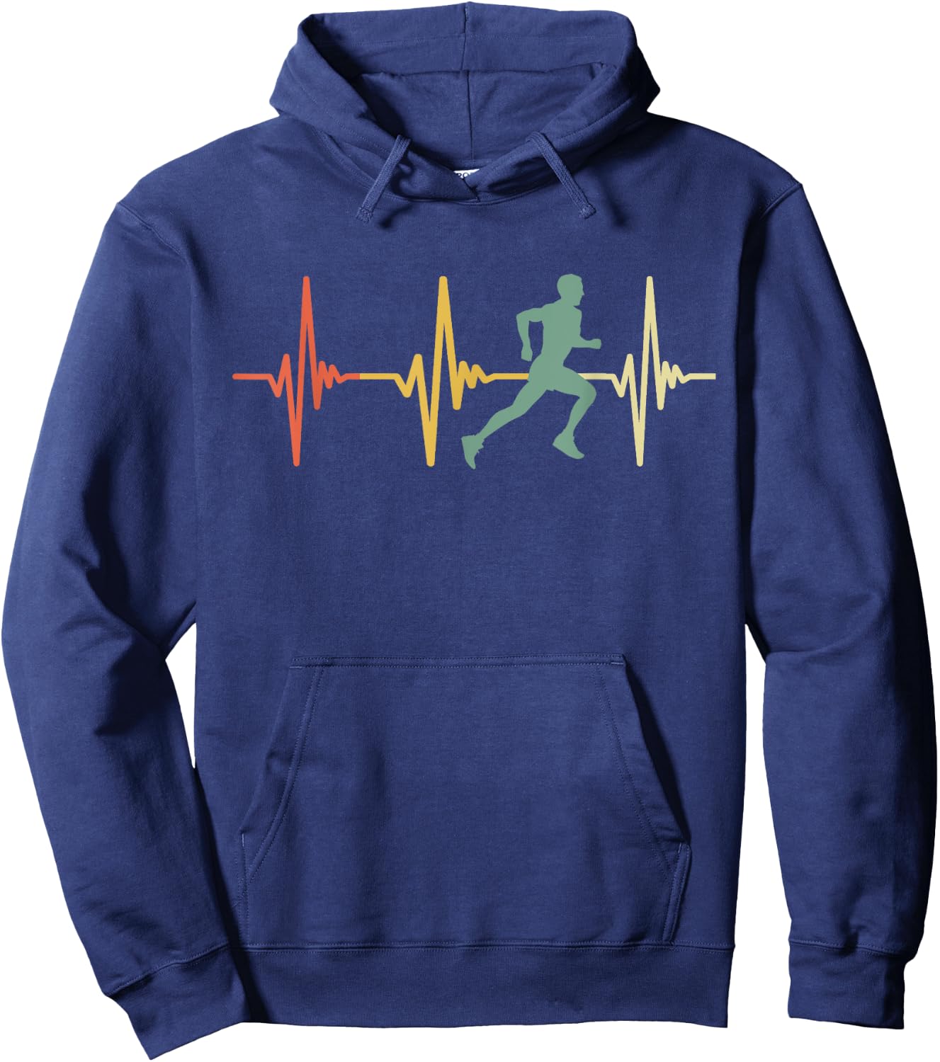 Cross Country Shirt Retro Heartbeat Running Runner Hoodie - Hoodie | Navy
