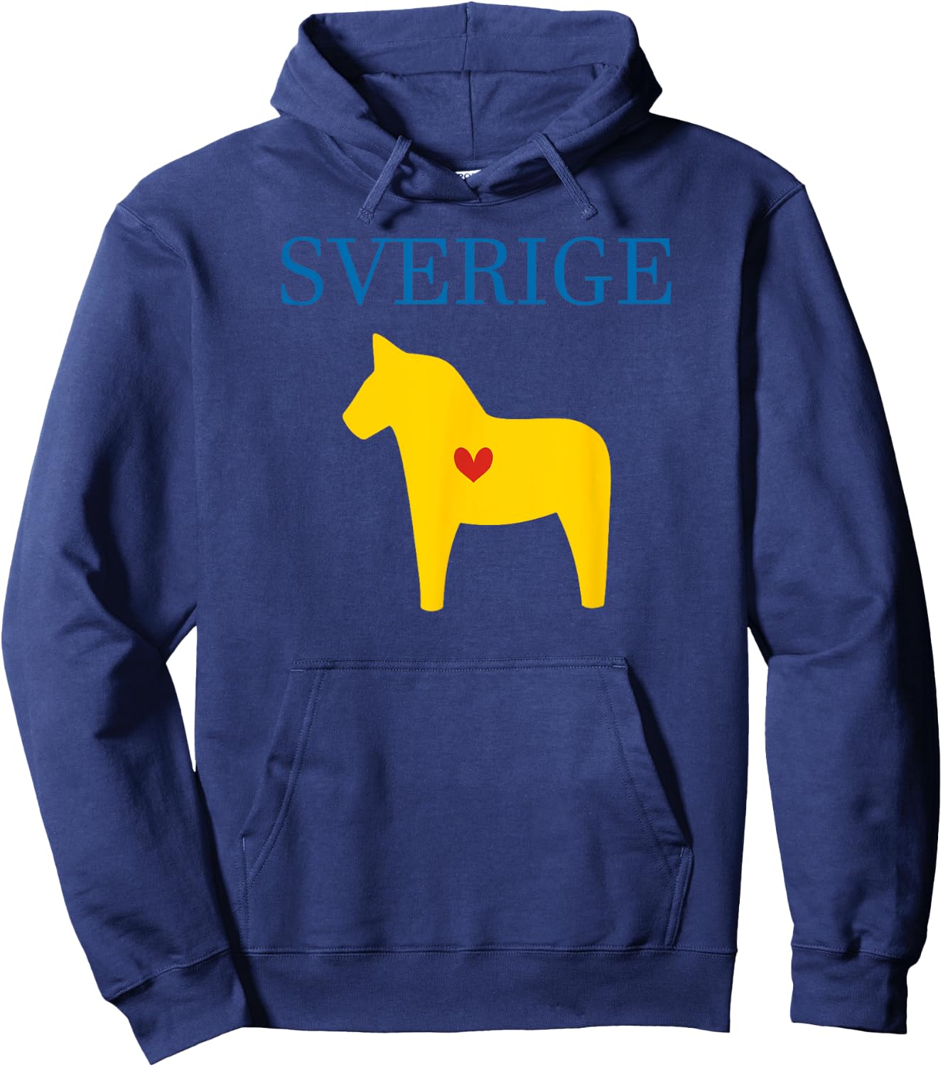 Swedish Dala Horse Midsommar Heart Sverige T Shirt Hoodie - Hoodie | Navy
