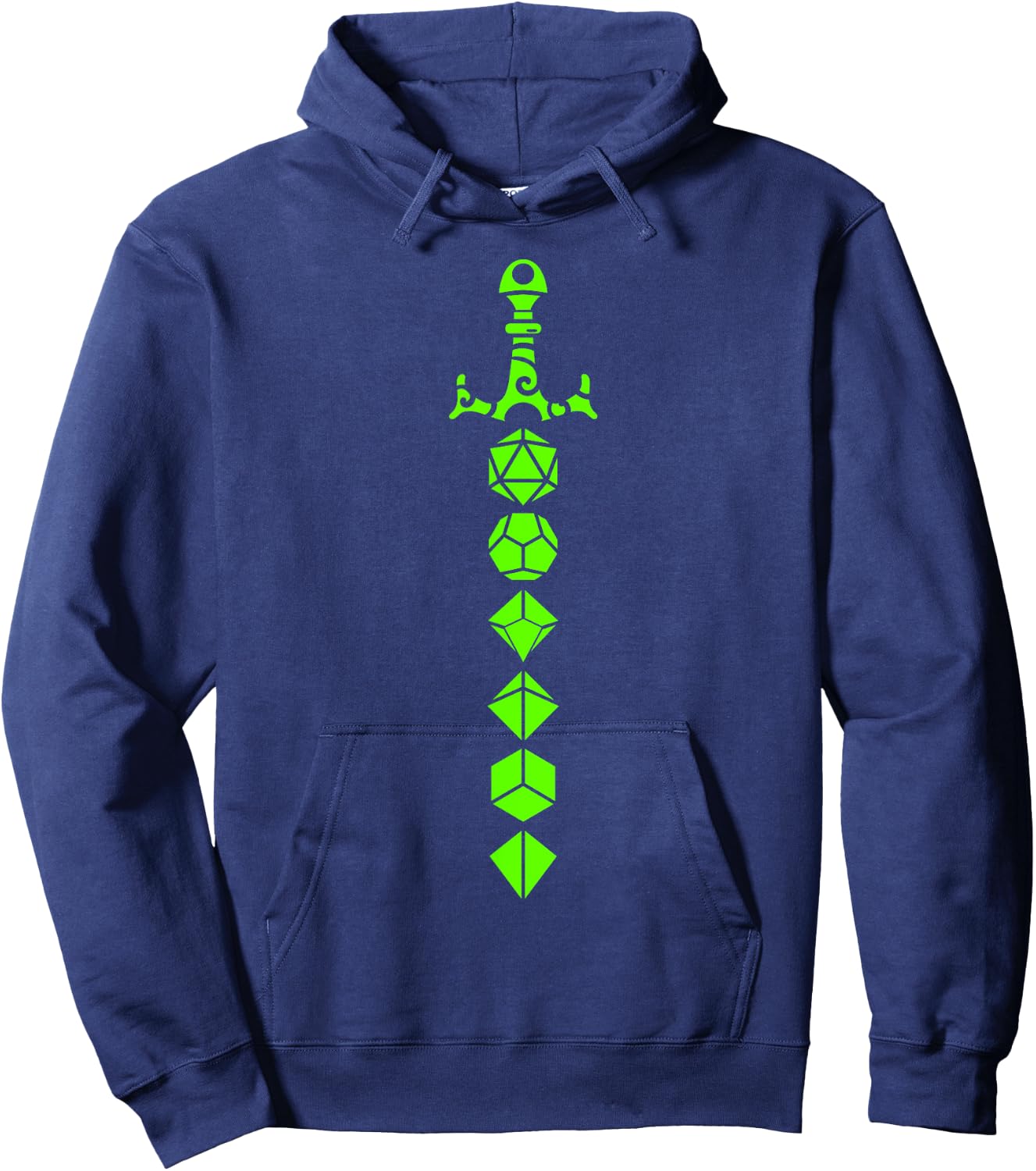 Nerdy Polyhedral Dice Set Sword Geeky Minimalist D20 Hoodie - Hoodie | Navy