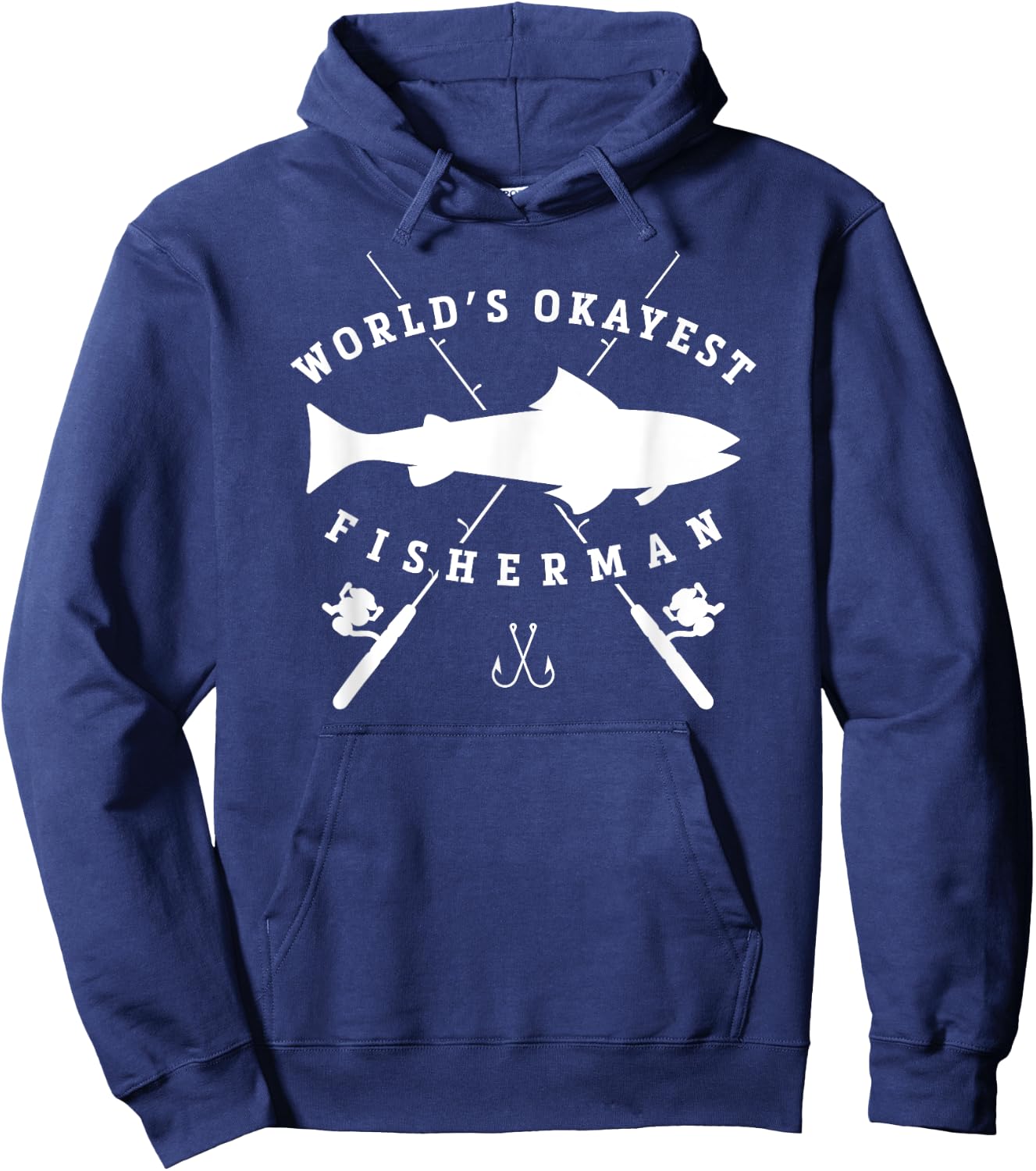 Worlds Okayest Fisherman Retirement T Shirt Fishing Hoodie - Hoodie | Navy