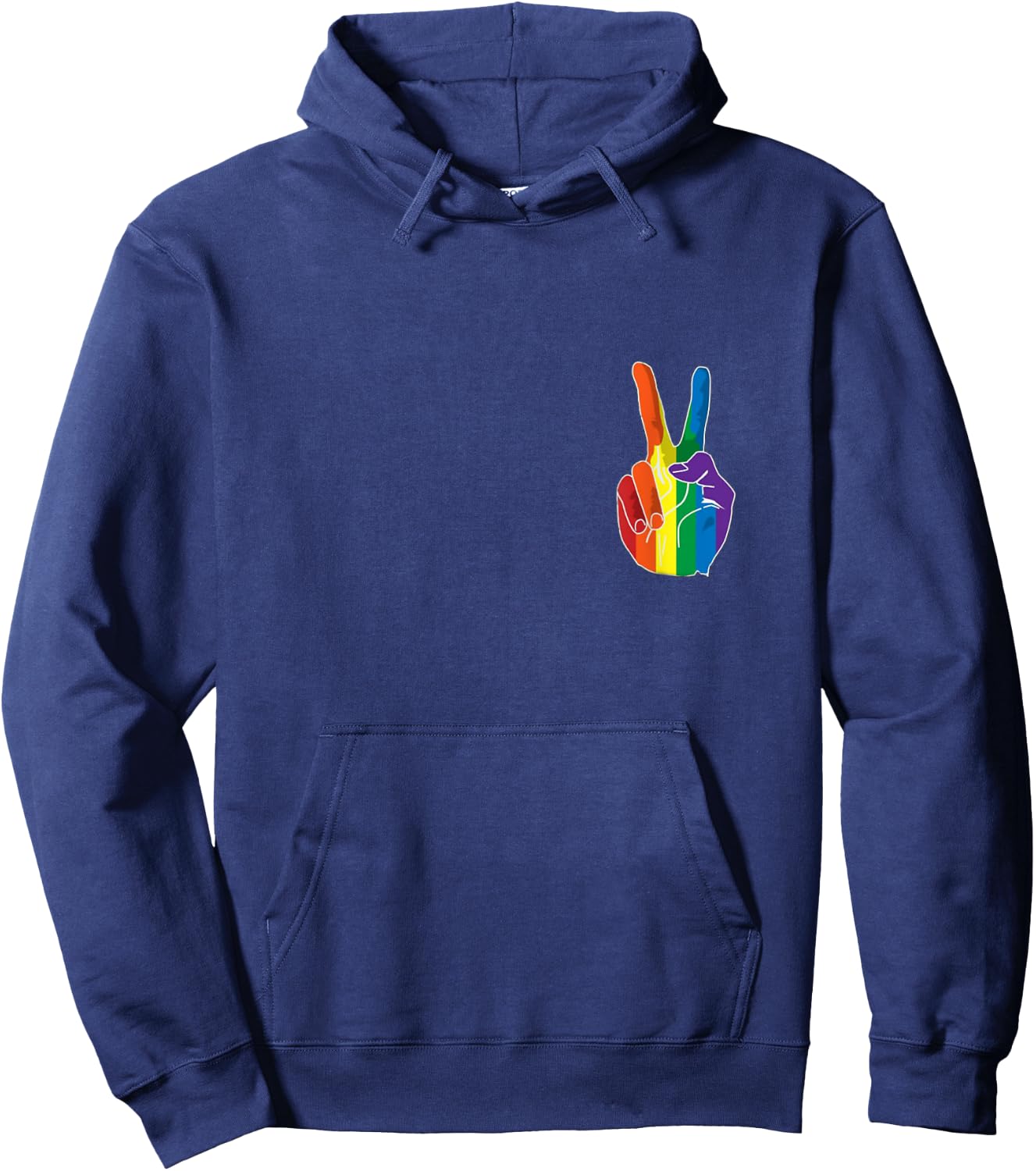 Pride Peace Sign Rainbow Hoodie - Hoodie | Navy