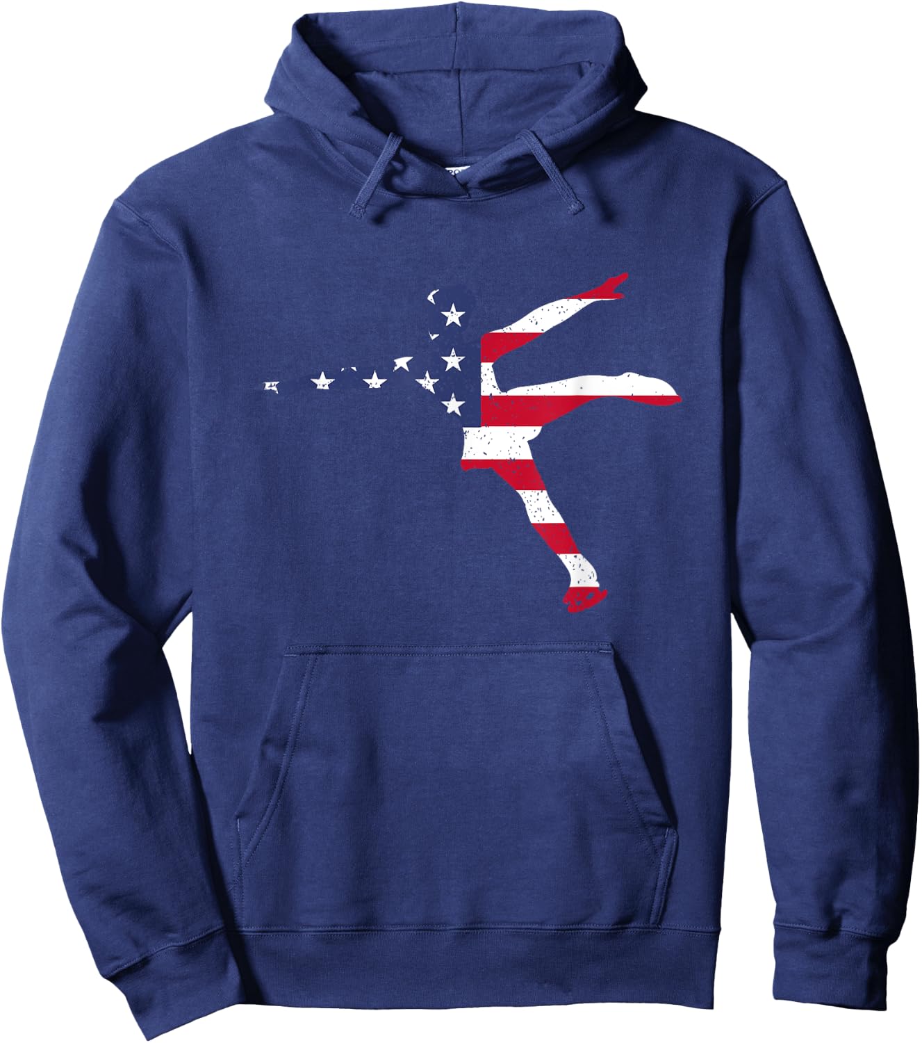 American USA Flag Ice Figure Skating Patriotic Gift Women Kids Men Hoodie - Hoodie | Navy