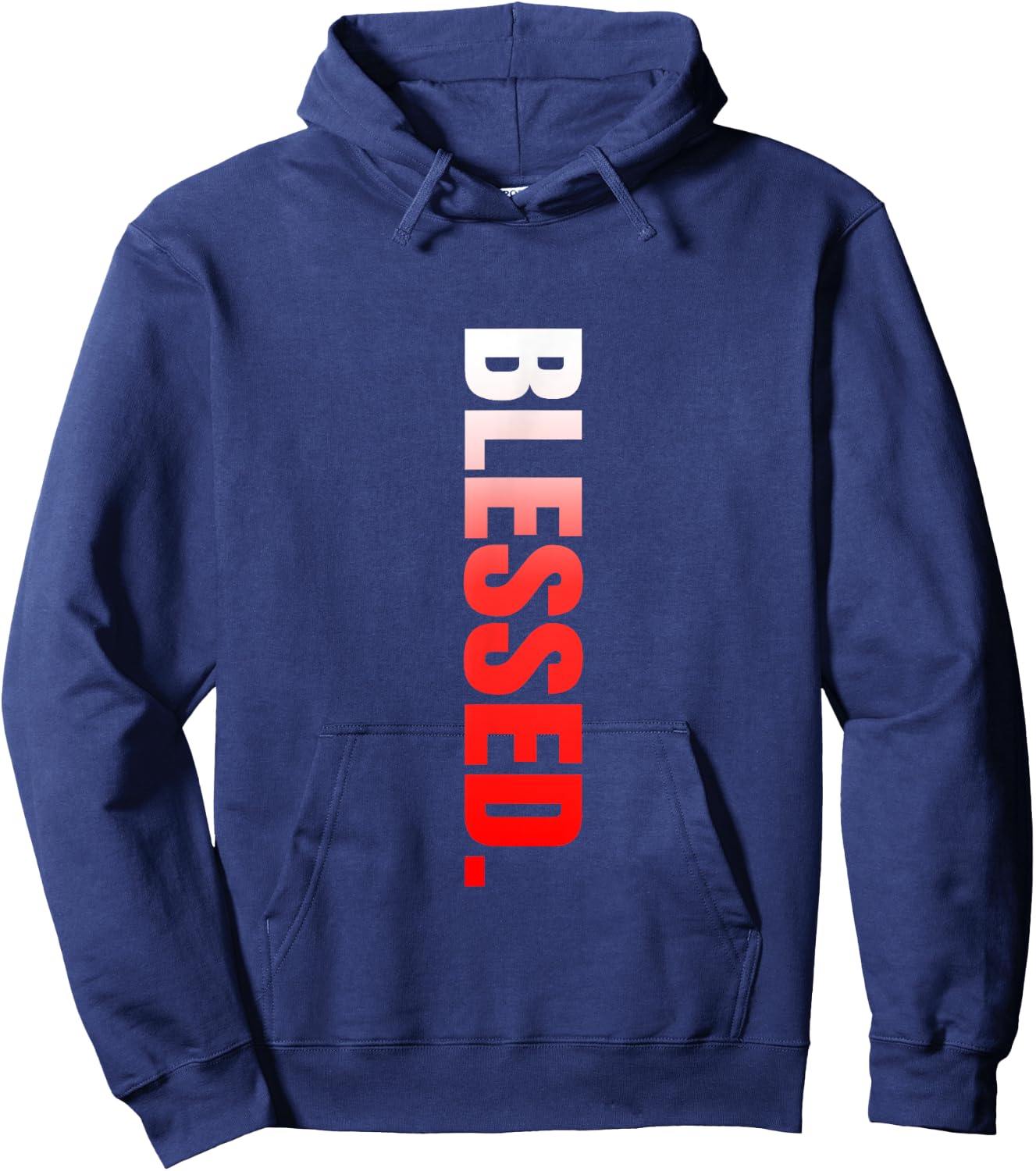 Red Blessed. Vertical Red Color Graphic Hoodie - Hoodie | Navy