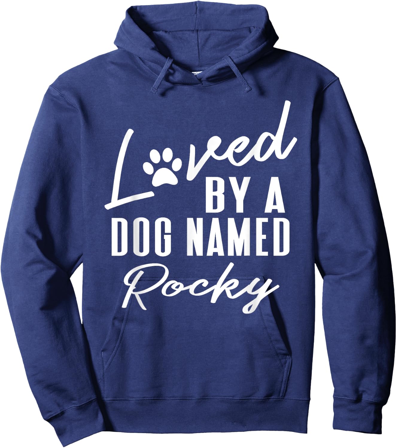Personalized Dog Name Rocky Gift Pet Lover Paw Print Hoodie - Hoodie | Navy