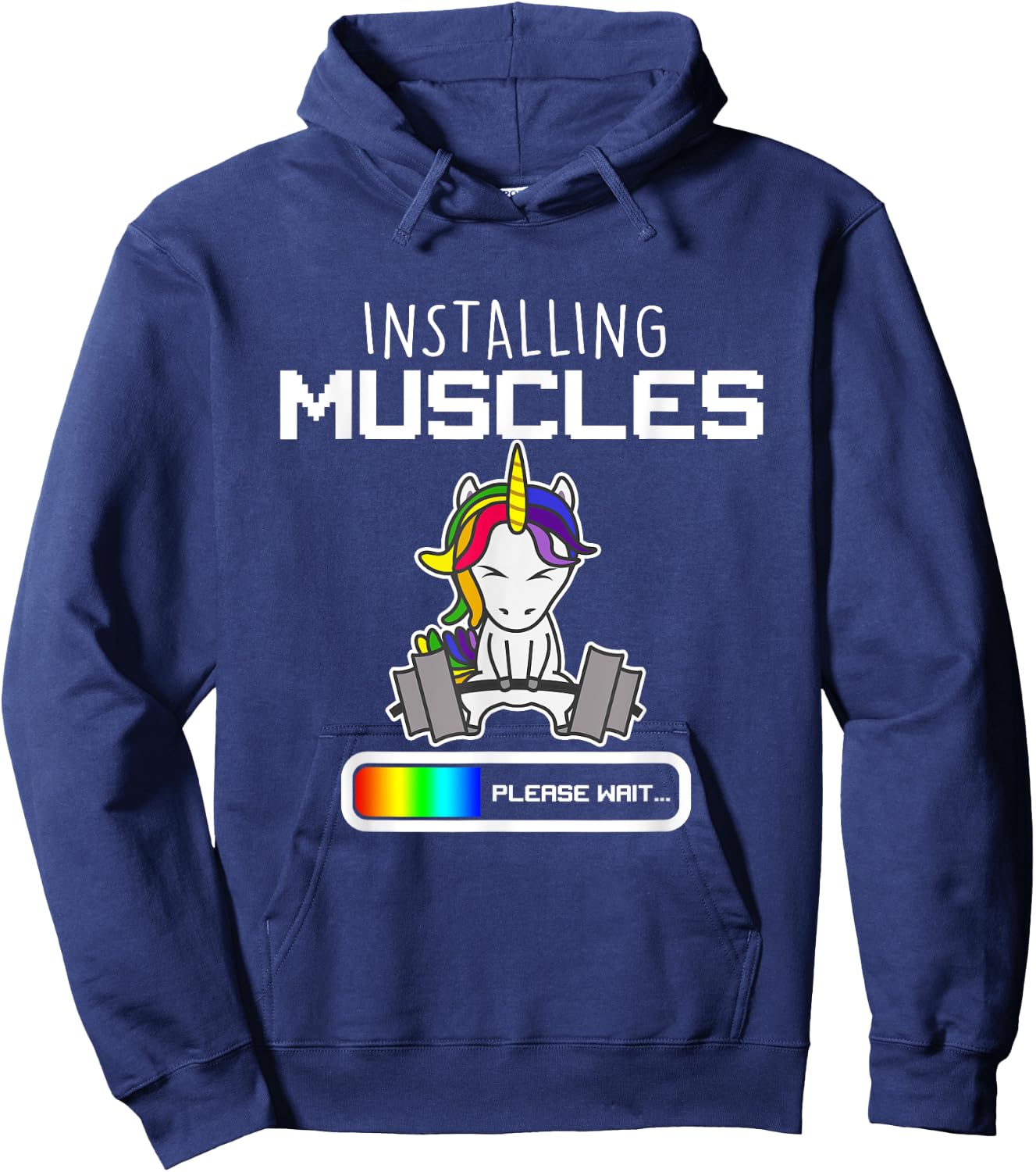 Installing Muscles - Unicorn Loading - Funny Lifting Shirt Hoodie - Hoodie | Navy