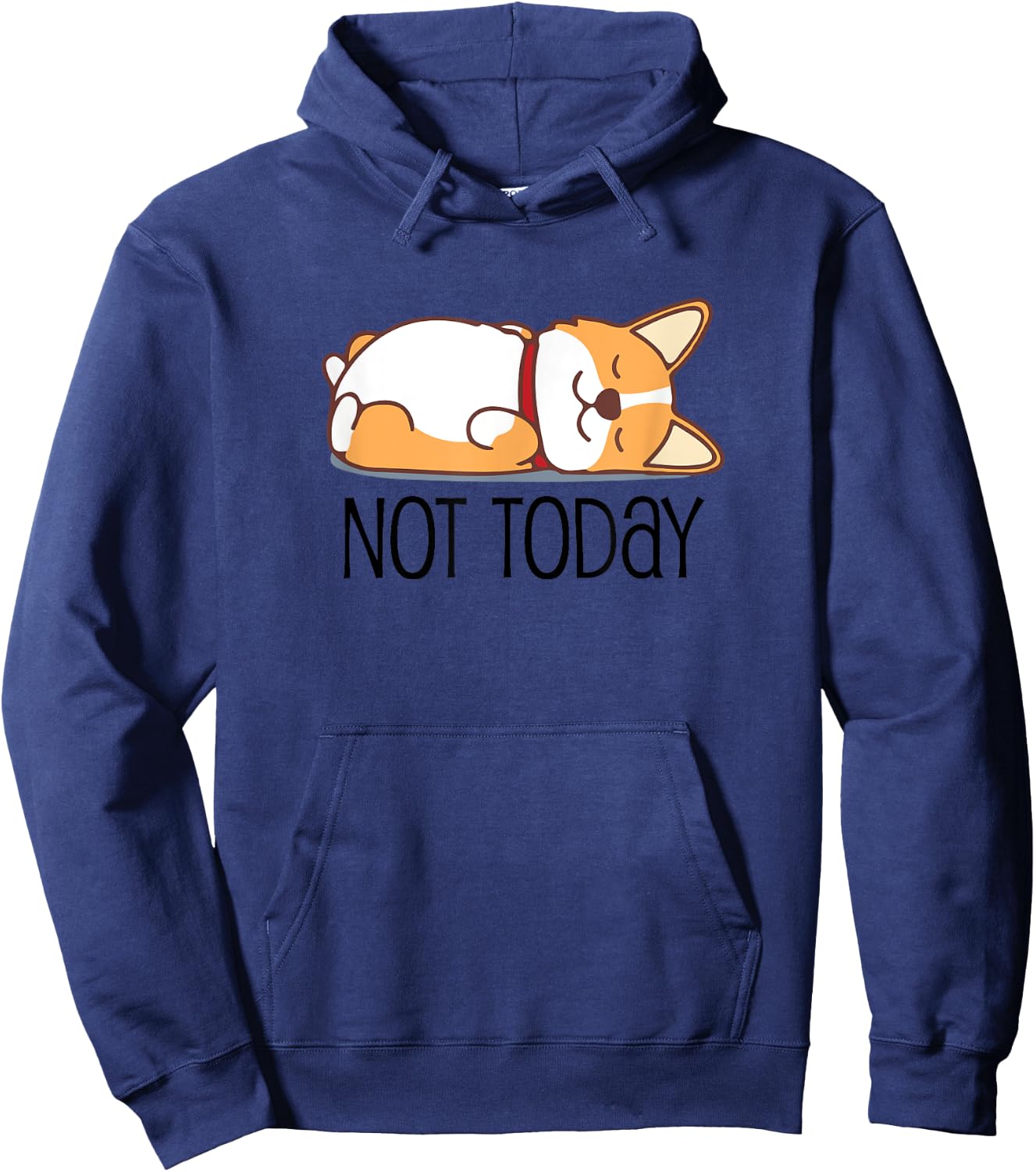 Cute Corgi Gift Funny Dog Lover Not Today Lazy Animal Short Sleeve Hoodie - Hoodie | Navy