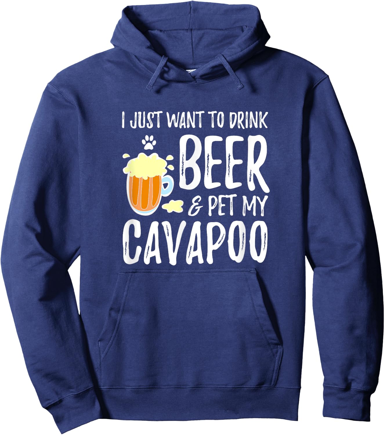 Beer and Cavapoo Shirt Funny Dog Mom or Dog Dad Gift Hoodie - Hoodie | Navy