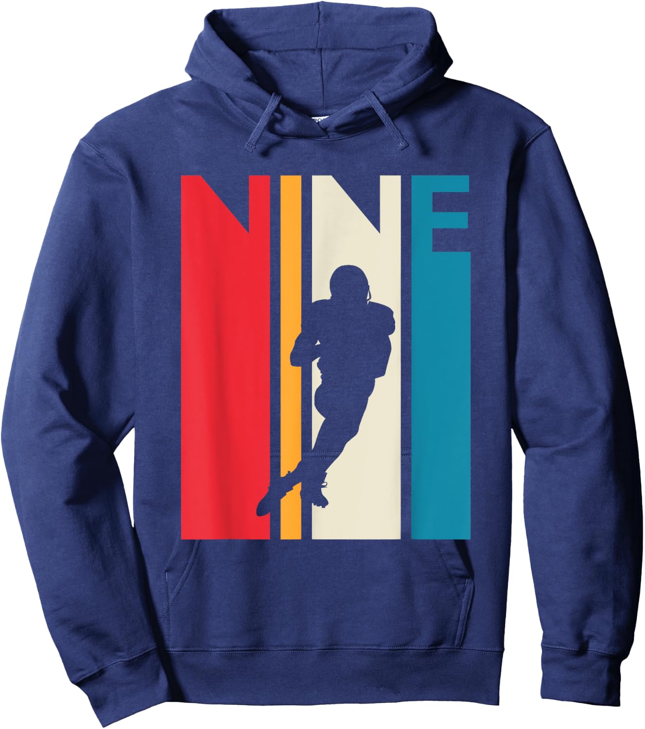 9th Birthday Gift Nine Vintage Football Birthday 9 Year Old Hoodie - Hoodie | Navy
