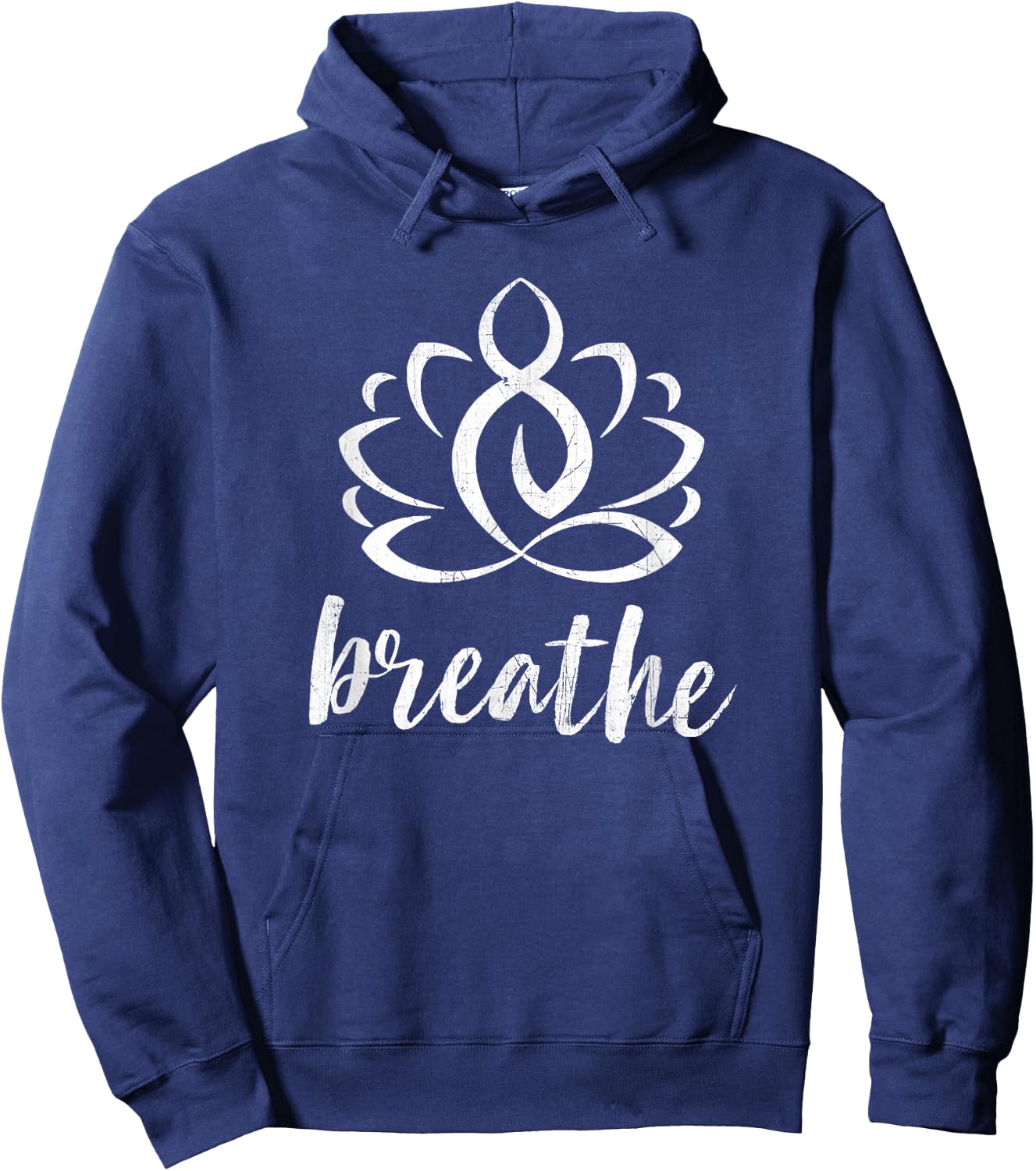 Breathe Yoga Relaxation Lotus Flower Inspiration Hoodie - Hoodie | Navy