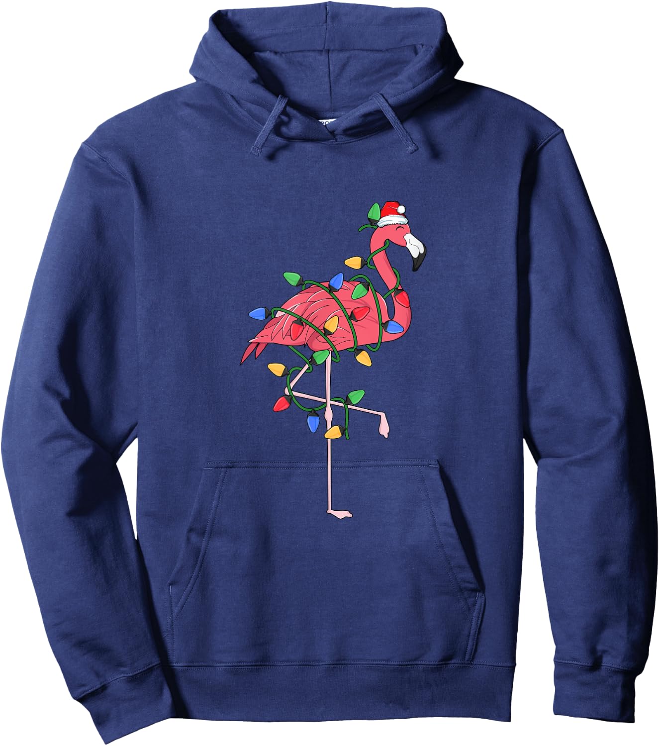 Flamingo Christmas Tree Lights Xmas Kawaii Pink Bird Lover Hoodie - Hoodie | Navy