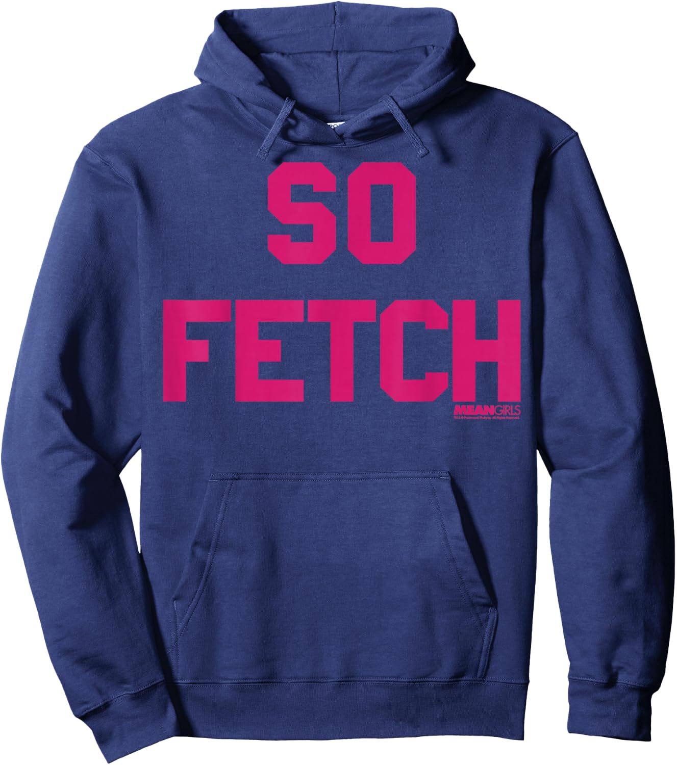 Mean Girls Bold Pink Text So Fetch Small Hoodie - Hoodie | Navy
