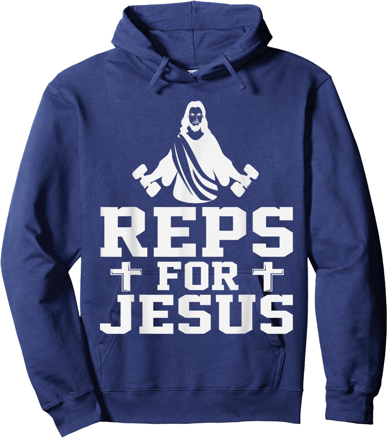 Reps For Jesus Funny Christian Gym Fitness Biceps Quote Gift Hoodie - Hoodie | Navy