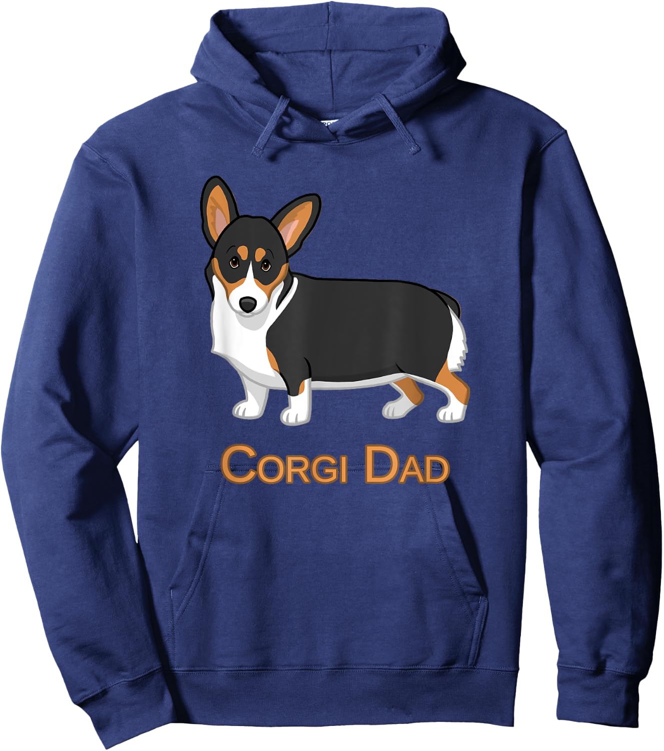 Cute Black Tricolor Pembroke Corgi Dad Dog Lovers Hoodie - Hoodie | Navy