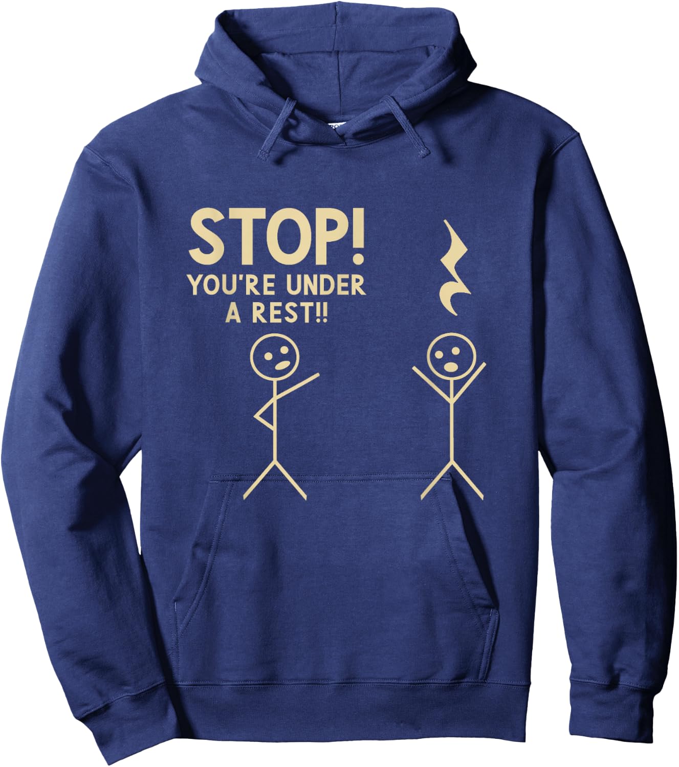 StrikeAChordClothing Co. Stop You're Under Arrest Funny Music Notation Theory Joke - Black, Small Hoodie - Hoodie | Navy