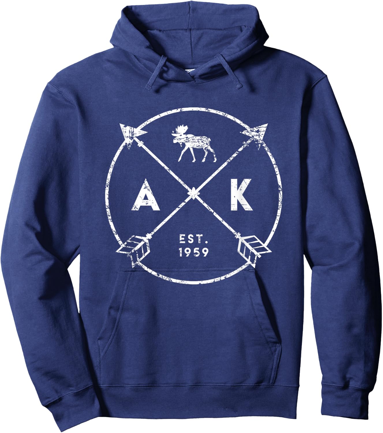 Alaska Adventure Shirt, Est 1959 Moose Arrows Tribal State Hoodie - Hoodie | Navy