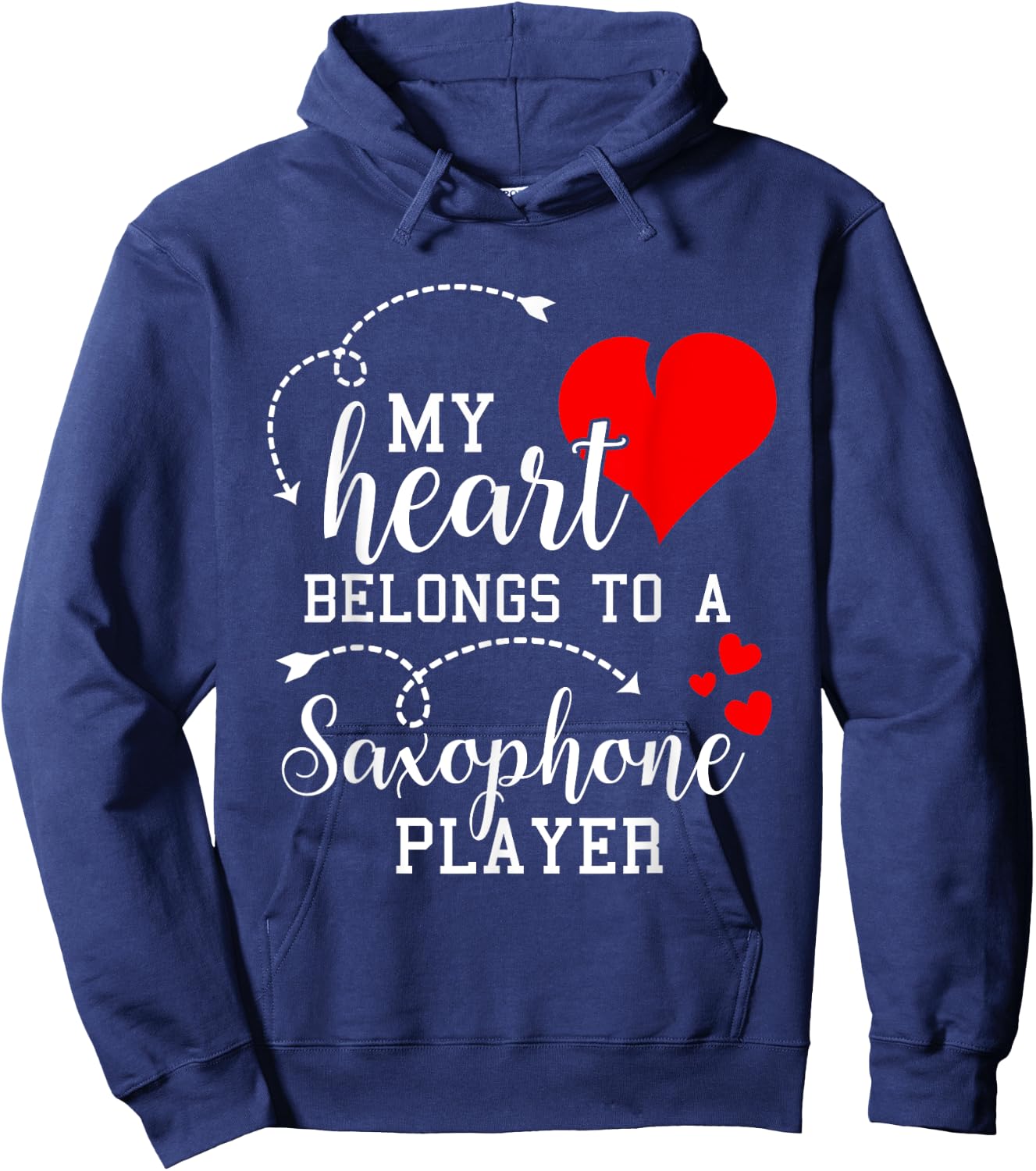 I Love My Saxophone Player Husband Wife Valentines Shirt Hoodie - Hoodie | Navy