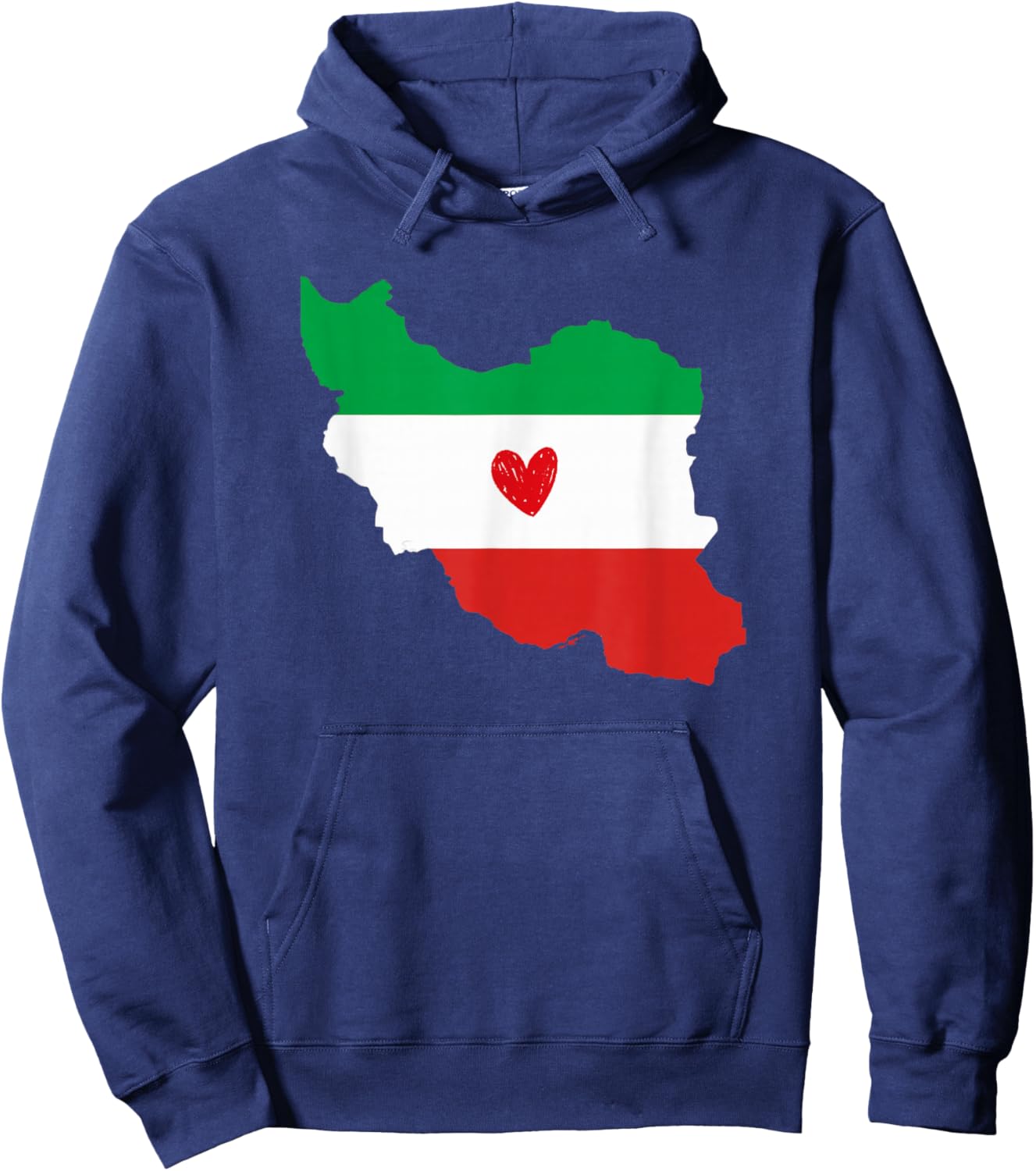 Map of Iran Flag Colors with Heart Hoodie - Hoodie | Navy